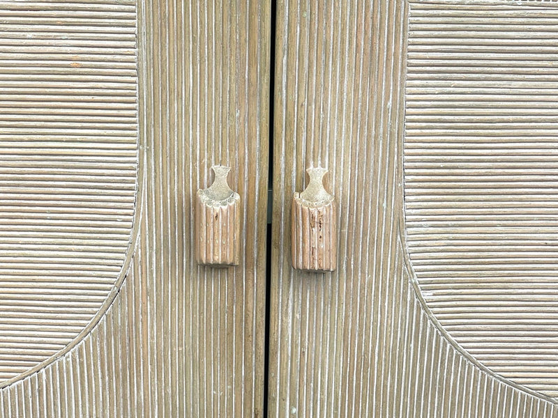 An Italian 1970s pencil reed bamboo, two doors, cabinet by Vivai Del Sud