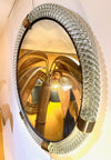 A large 1940s circular Murano glass and brass mirror by Barovier and Toso