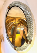 A large 1940s circular Murano glass and brass mirror by Barovier and Toso