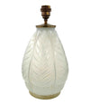 A French 1930s Cristallerie Lorraine Alsace pressed glass opaline lamp with leaf desgin