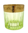 A set of six Italian Artemisia green crystal tumblers with 24 ct gold decoration