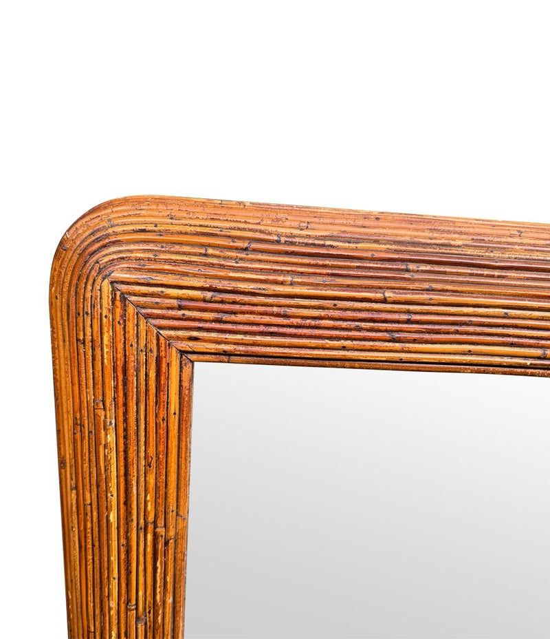 A large landscape or portrait 1970s bamboo mirror