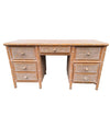 A 1980s colonial style carved wood and rattan desk by Roche Bobois