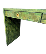 A 1970s woven green rattan three drawer console table by Vivai Del Sud
