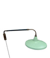 An Italian 1950s Stilnovo brass extendable telescopic wall light with green stitched leather arm