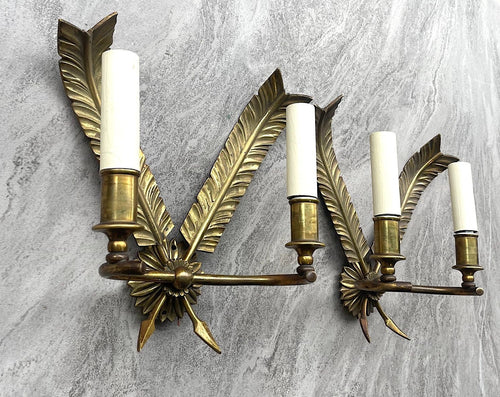1920s wall sconces empire style feather design - Mid century wall lights