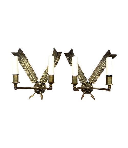 1920s wall sconces empire style feather design - Mid century wall lights