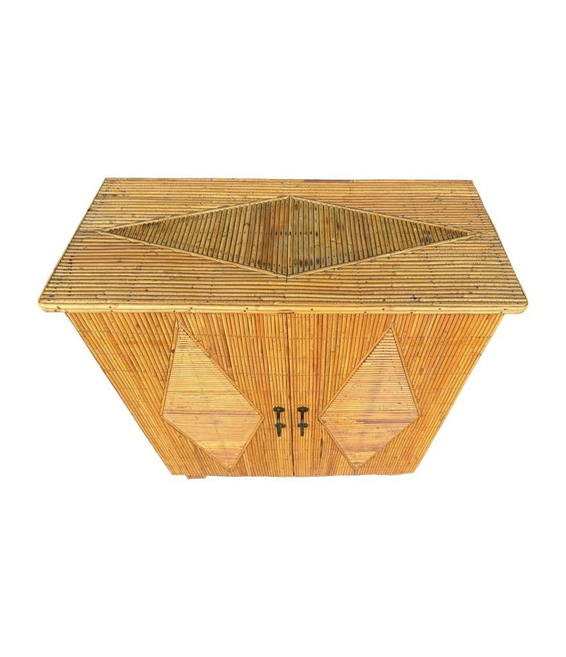 Mid Century bamboo cabinet French Riviera split cane by Audoux and Minet - Mid Century Furniture London