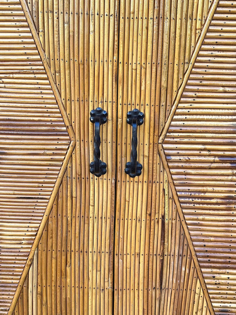 Mid Century bamboo cabinet French Riviera split cane by Audoux and Minet - Mid Century Furniture London
