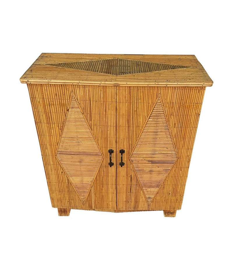 Mid Century bamboo cabinet French Riviera split cane by Audoux and Minet - Mid Century Furniture London