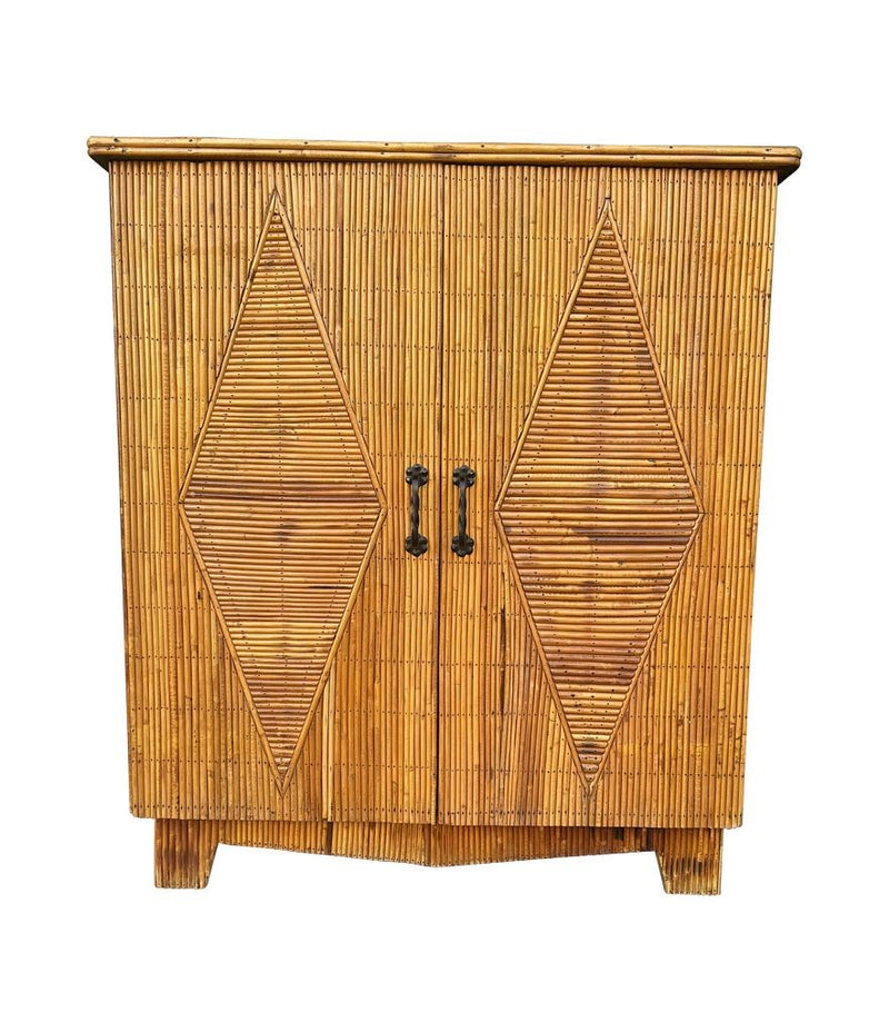 Mid Century bamboo cabinet French Riviera split cane by Audoux and Minet - Mid Century Furniture London