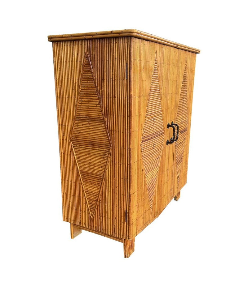 Mid Century bamboo cabinet French Riviera split cane by Audoux and Minet - Mid Century Furniture London
