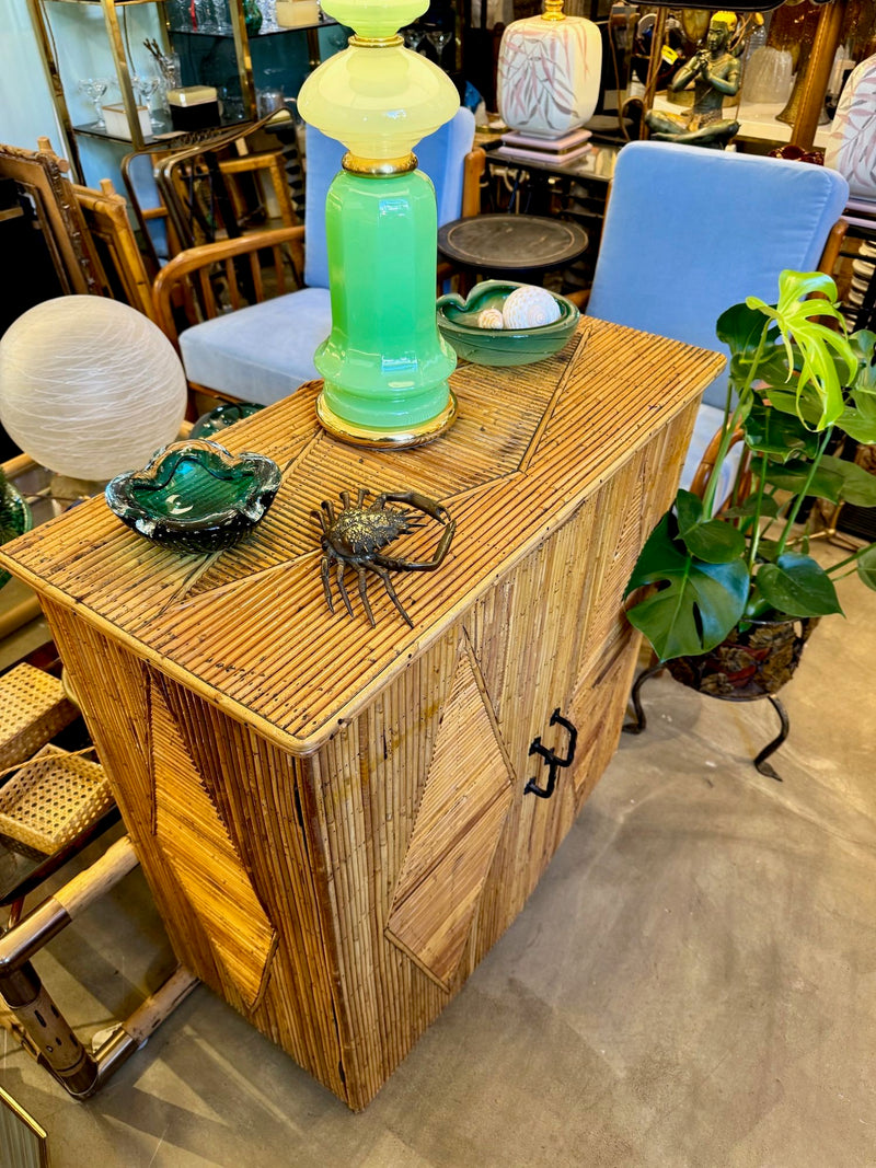 Mid Century bamboo cabinet French Riviera split cane by Audoux and Minet - Mid Century Furniture London
