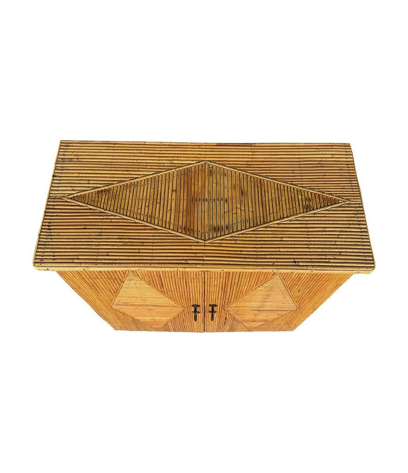 Mid Century bamboo cabinet French Riviera split cane by Audoux and Minet - Mid Century Furniture London