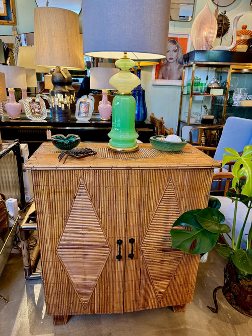 Mid Century bamboo cabinet French Riviera split cane by Audoux and Minet - Mid Century Furniture London