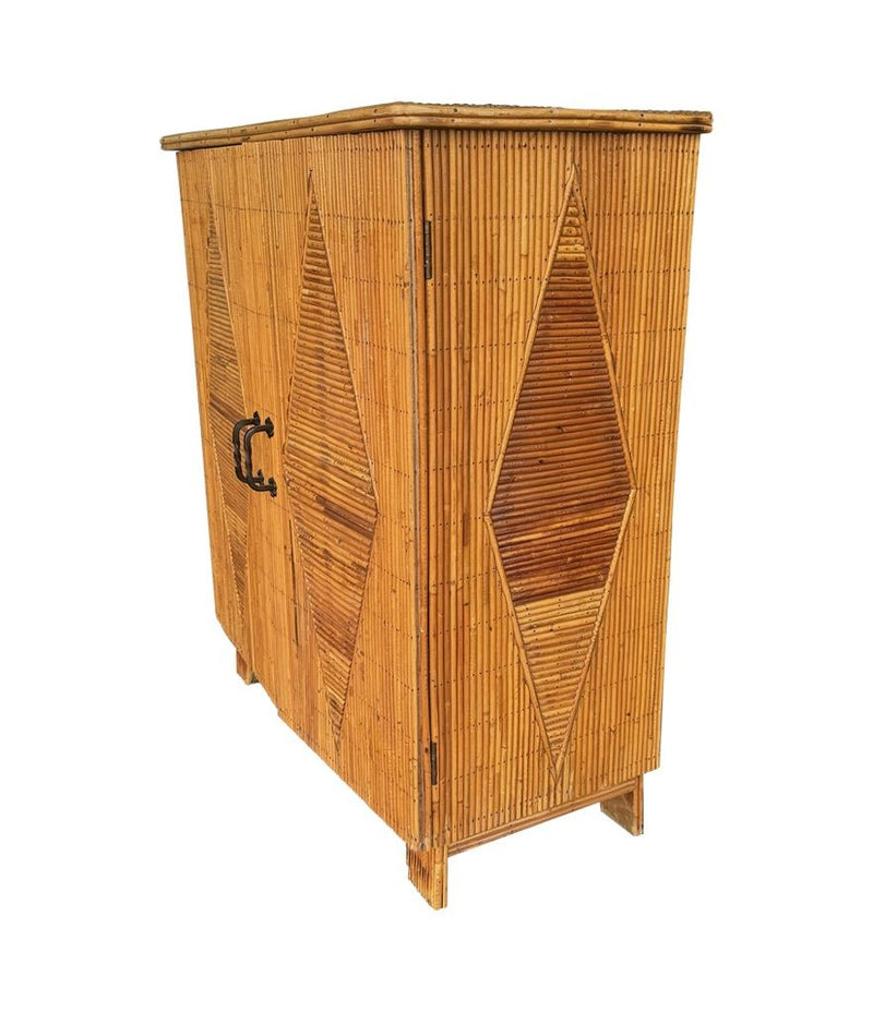 Mid Century bamboo cabinet French Riviera split cane by Audoux and Minet - Mid Century Furniture London