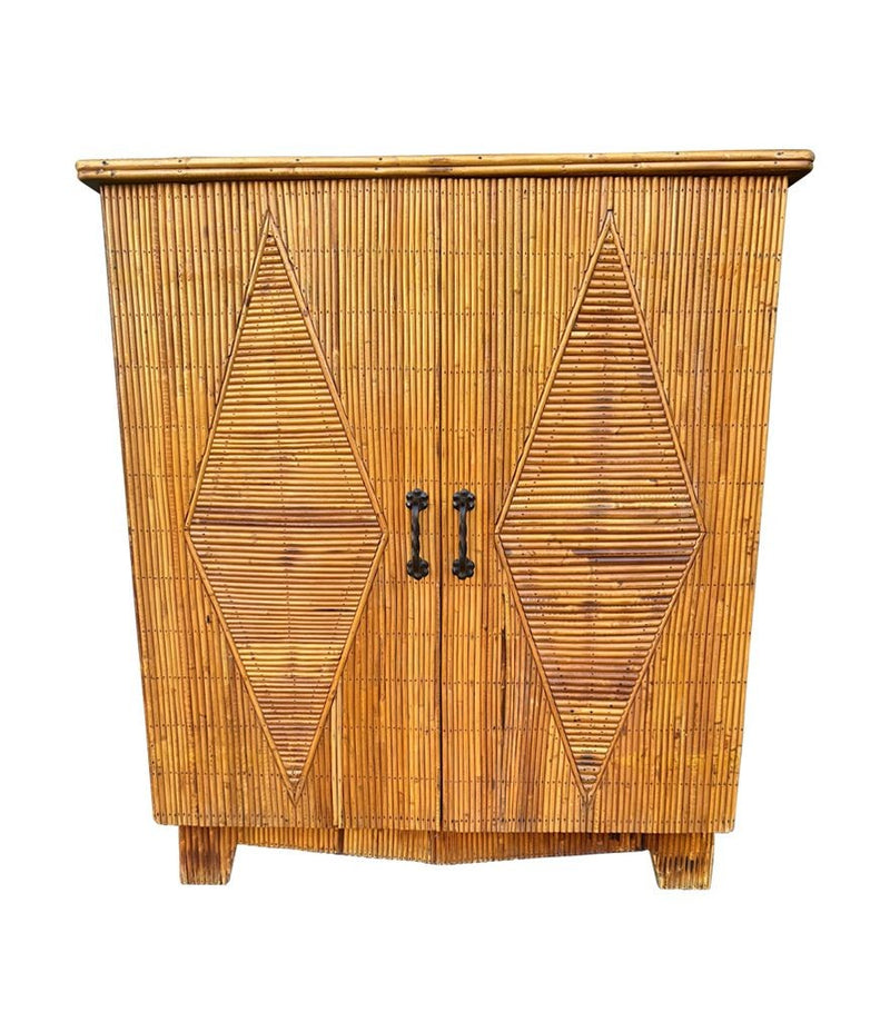 Mid Century bamboo cabinet French Riviera split cane by Audoux and Minet - Mid Century Furniture London