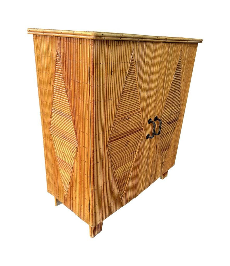 Mid Century bamboo cabinet French Riviera split cane by Audoux and Minet - Mid Century Furniture London