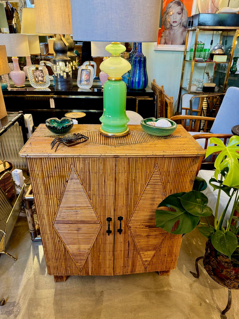 Mid Century bamboo cabinet French Riviera split cane by Audoux and Minet - Mid Century Furniture London