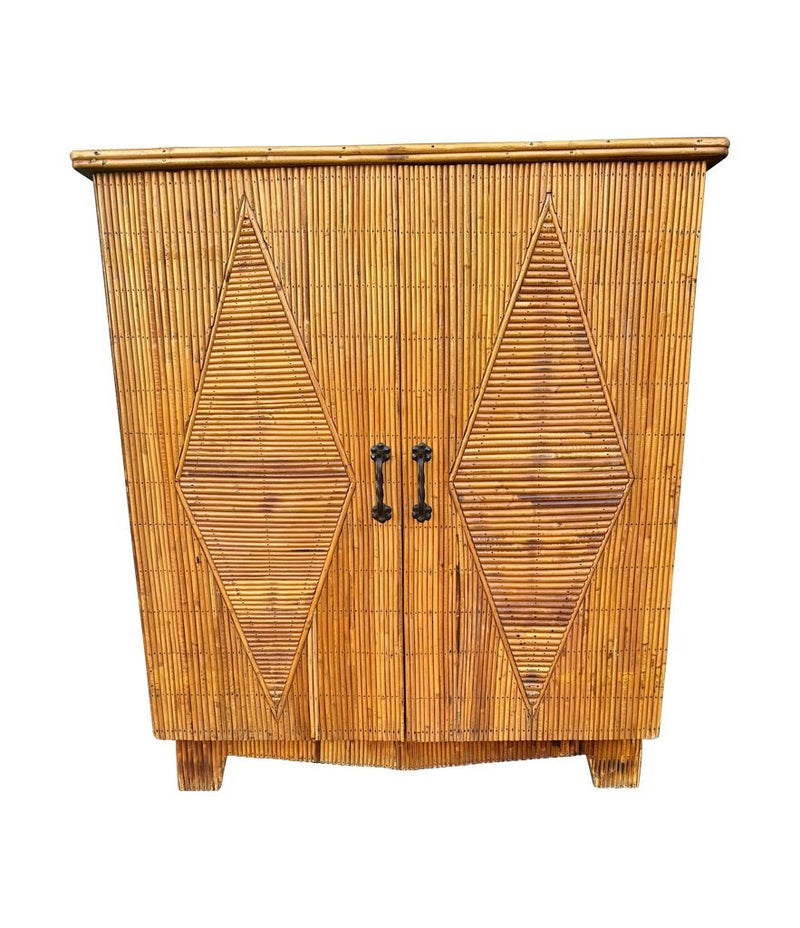 Mid Century bamboo cabinet French Riviera split cane by Audoux and Minet - Mid Century Furniture London