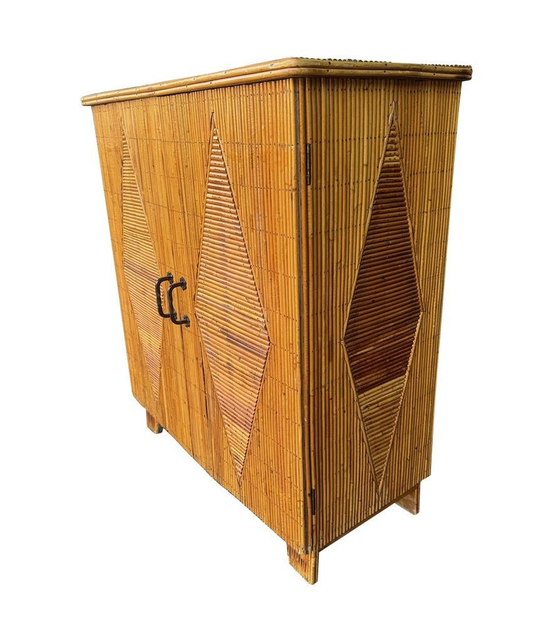 Mid Century bamboo cabinet French Riviera split cane by Audoux and Minet - Mid Century Furniture London