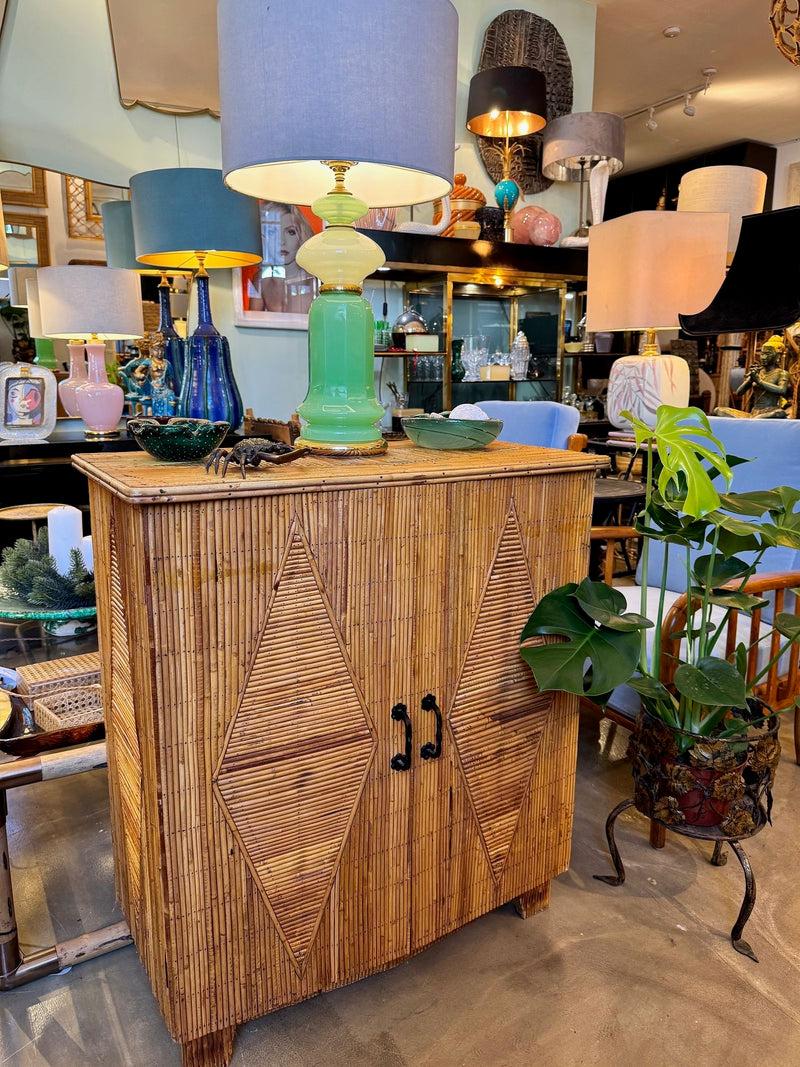 Mid Century bamboo cabinet French Riviera split cane by Audoux and Minet - Mid Century Furniture London