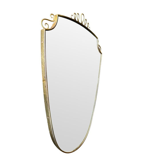 Mid century mirror 1950s Gio Ponti style Italian brass framed mirror