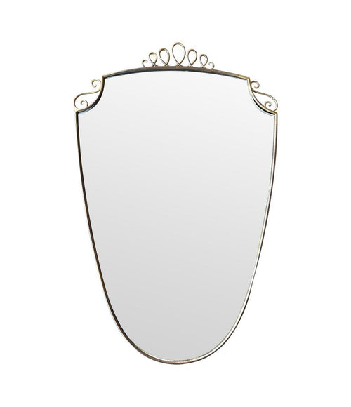 Mid century mirror 1950s Gio Ponti style Italian brass framed mirror 