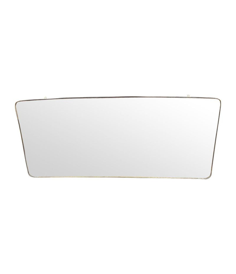 Mid Century mirror Italian brass framed 1950s with curved corners