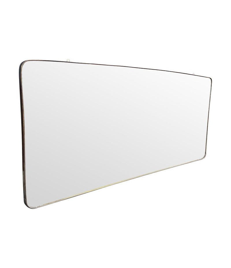 Mid Century mirror Italian brass framed 1950s with curved corners