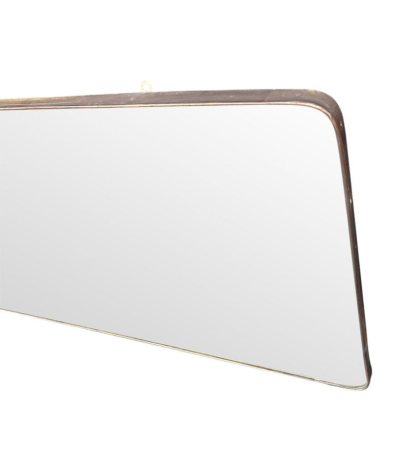 Mid Century mirror Italian brass framed 1950s with curved corners