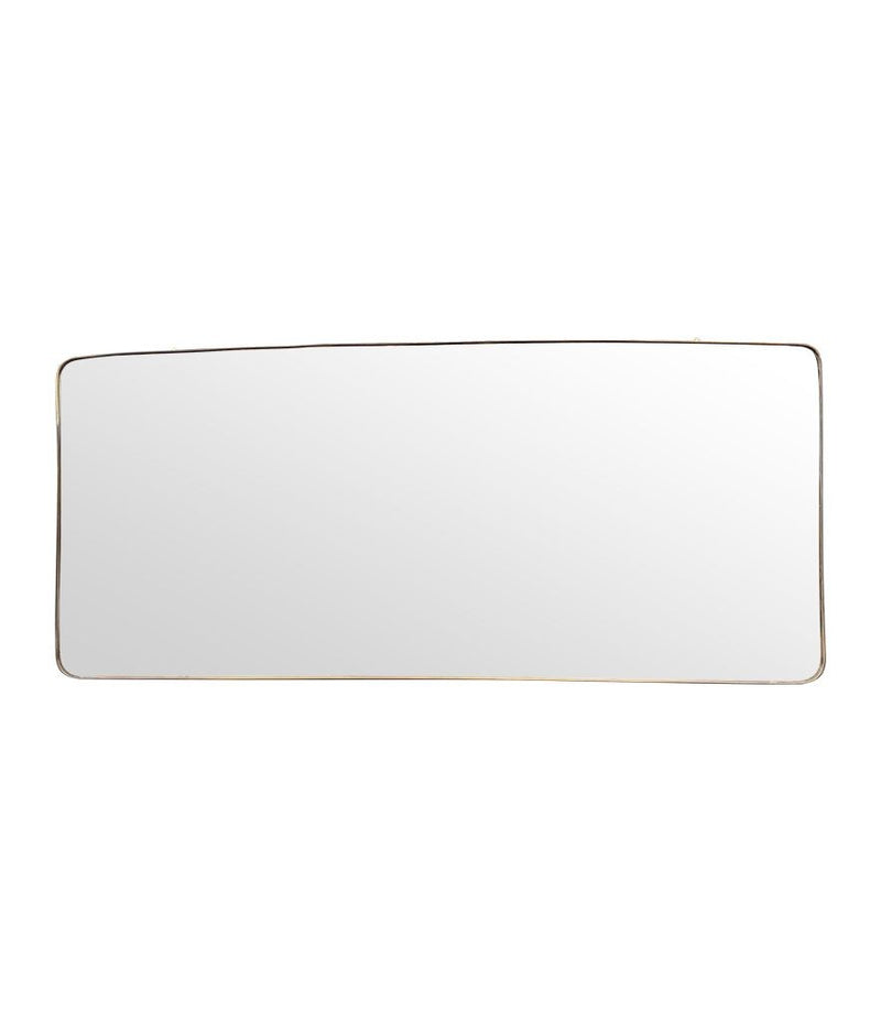 Mid Century mirror Italian brass framed 1950s with curved corners