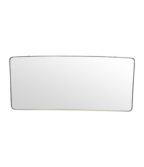 Mid Century mirror Italian brass framed 1950s with curved corners