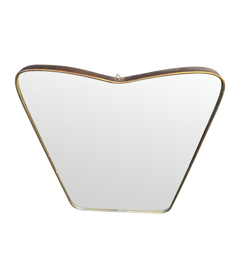 Mid Century mirror brass framed Italian with shaped top - 1950s
