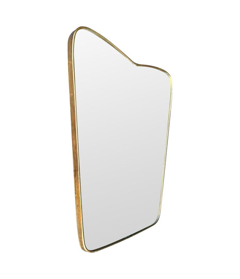 Mid Century mirror brass framed Italian with shaped top - 1950s