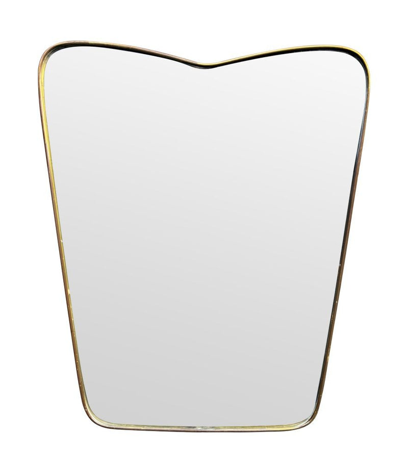 Mid Century mirror brass framed Italian with shaped top - 1950s