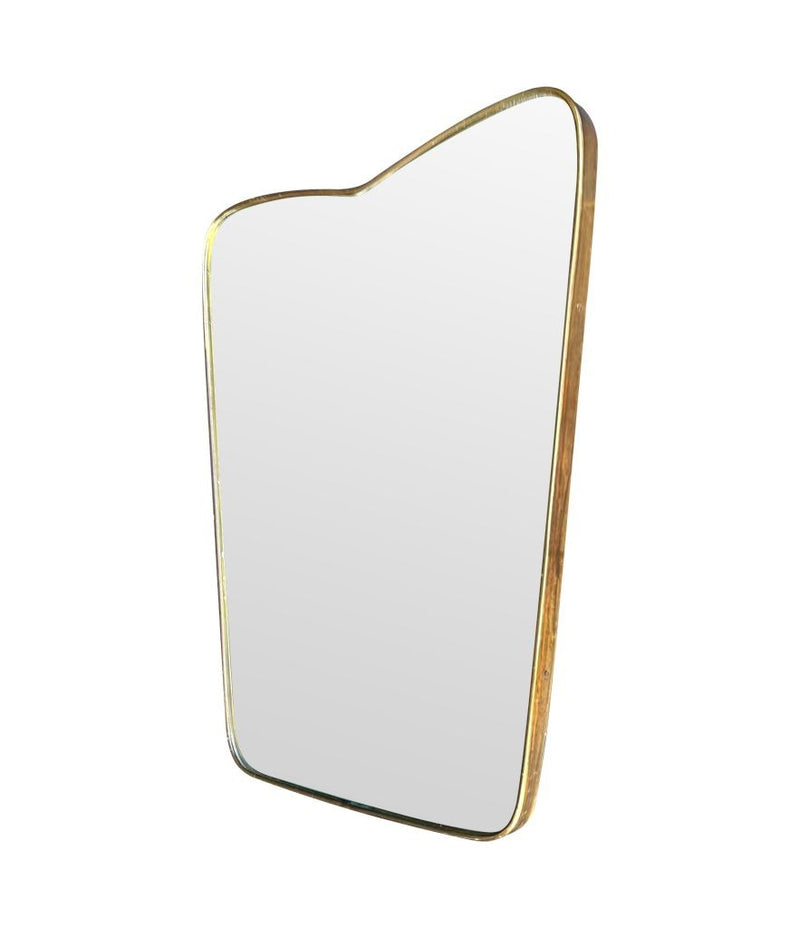 Mid Century mirror brass framed Italian with shaped top - 1950s