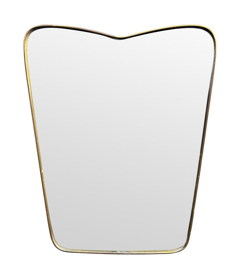 Mid Century mirror brass framed Italian with shaped top - 1950s