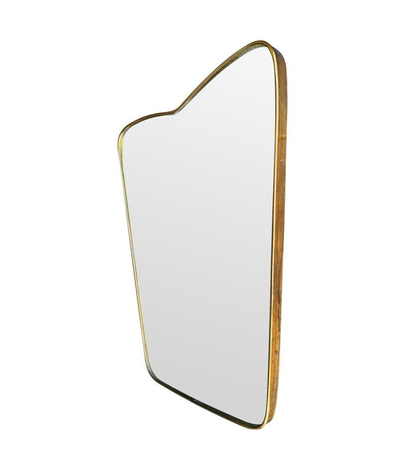 Mid Century mirror brass framed Italian with shaped top - 1950s