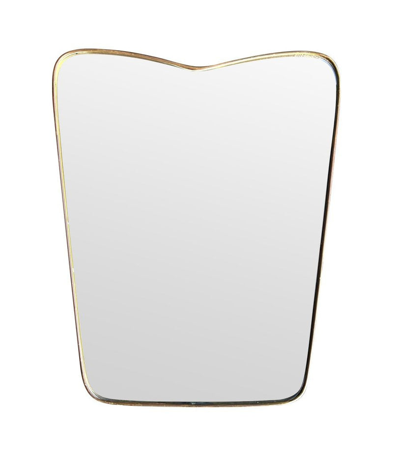 Mid Century mirror brass framed Italian with shaped top - 1950s