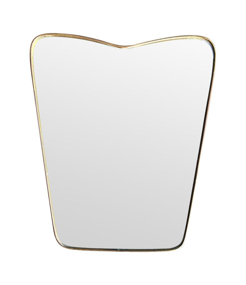 Mid Century mirror brass framed Italian with shaped top - 1950s