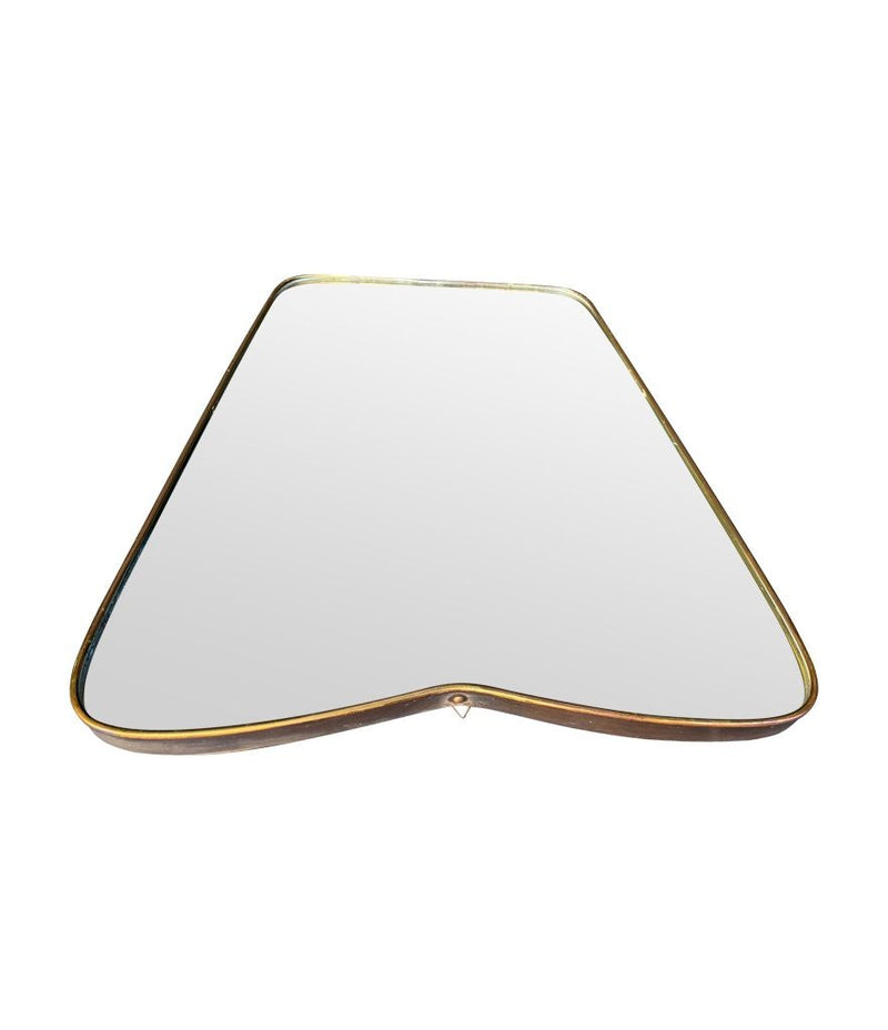 Mid Century mirror brass framed Italian with shaped top - 1950s
