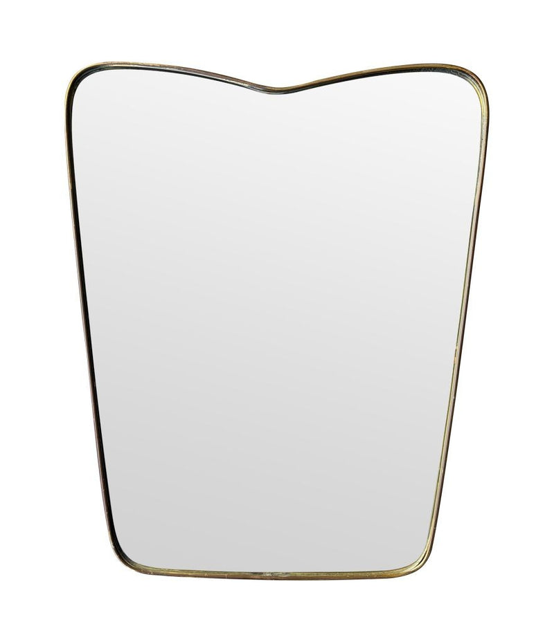 Mid Century mirror brass framed Italian with shaped top - 1950s