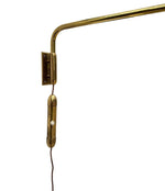Mid century wall lights telescopic solid brass with counter weight switch Italian 1950s