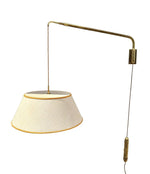 Mid century wall lights telescopic solid brass with counter weight switch Italian 1950s