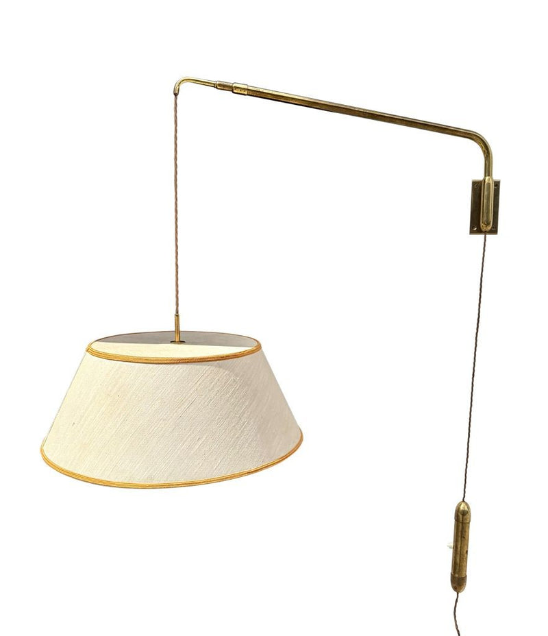 Mid century wall lights telescopic solid brass with counter weight switch Italian 1950s