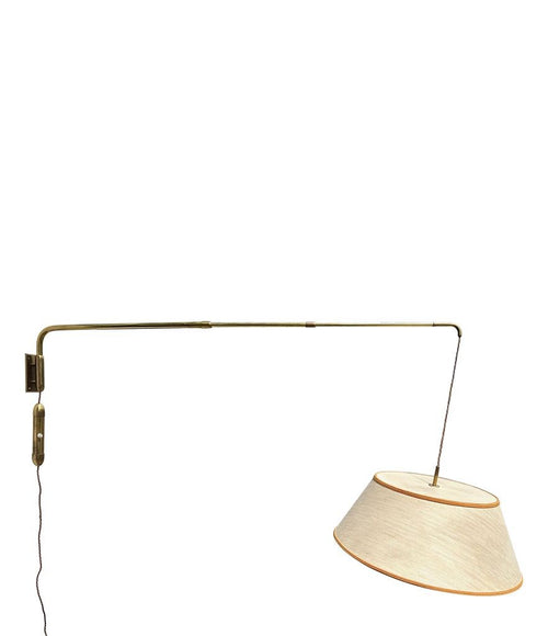 Mid century wall lights telescopic solid brass with counter weight switch Italian 1950s