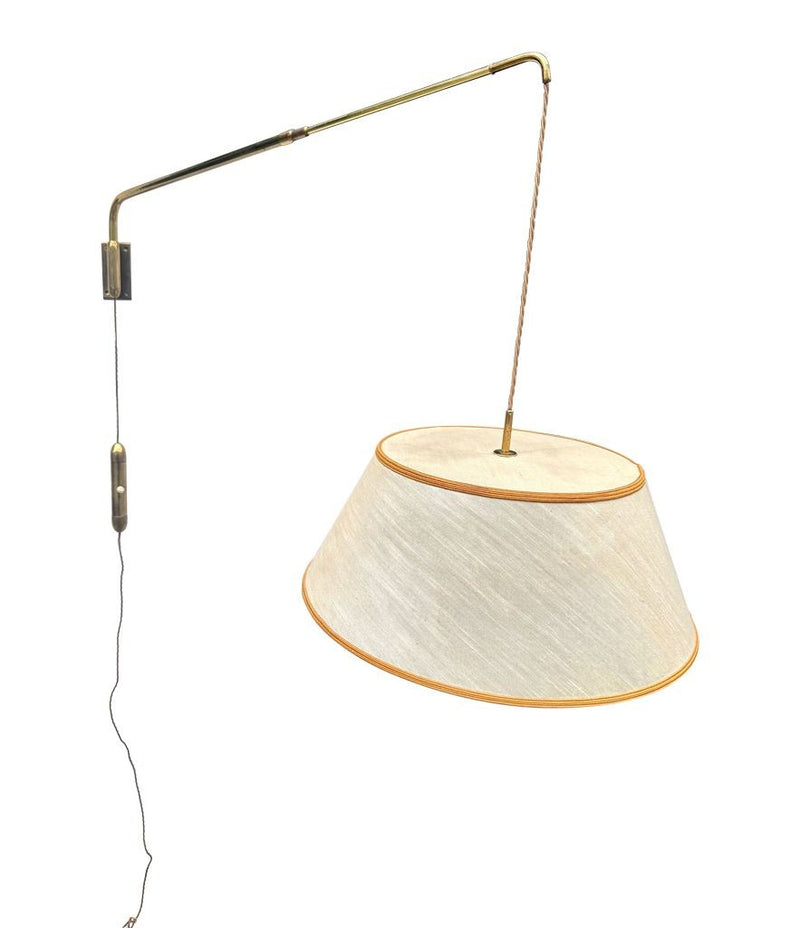 Mid century wall lights telescopic solid brass with counter weight switch Italian 1950s
