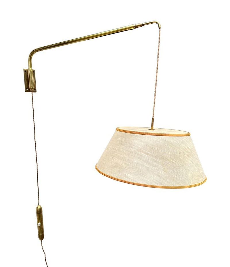 Mid century wall lights telescopic solid brass with counter weight switch Italian 1950s