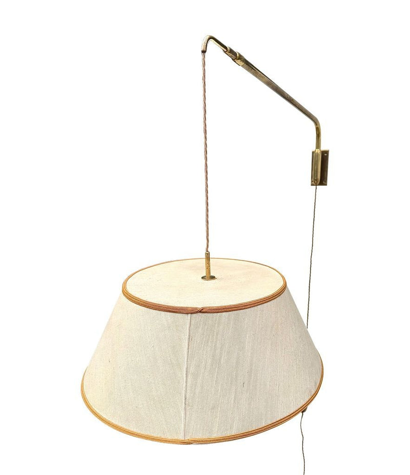 Mid century wall lights telescopic solid brass with counter weight switch Italian 1950s